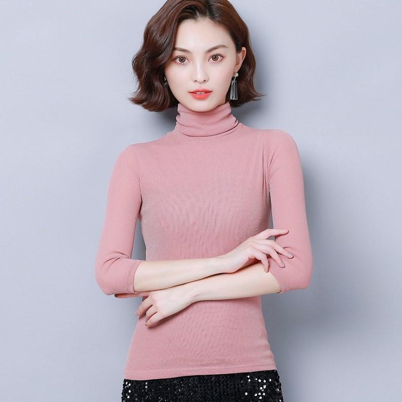 カットソー 7分袖 ハイネック シースルー ラメ 透け感 薄手 トップス タートルネック 長袖 きれいめ オフィス Ol パーティー Top 746 おとりよせ Com 通販 Yahoo ショッピング