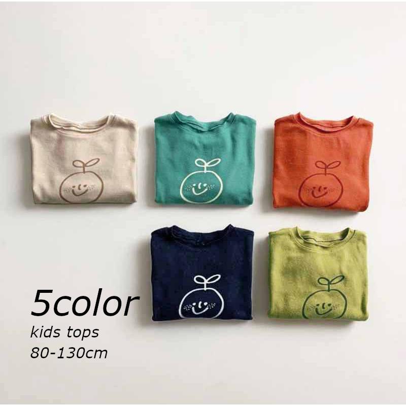 長袖tシャツ カットソー キッズ ジュニア 子供用 クルーネック イラスト プリント ロゴ 手書き風 オーバーサイズ 男女兼用 Top 784 おとりよせ Com 通販 Yahoo ショッピング