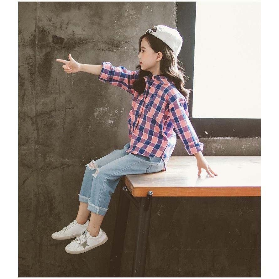 シャツ チェックシャツ 子供用 女の子 男の子 キッズ ジュニア  