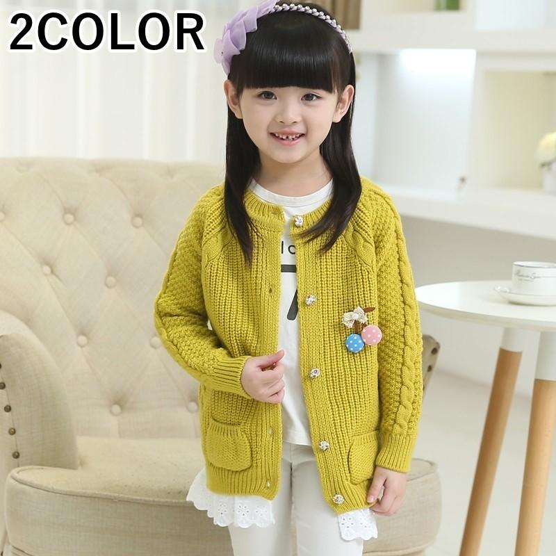 ニットカーディガン 子供服 こども服 トップス 春 秋 冬 女の子 女児 小学生 キッズ 幼児 羽織り 可愛い ガーリー おしゃれ リボン 裾レース Top 071 おとりよせ Com 通販 Yahoo ショッピング
