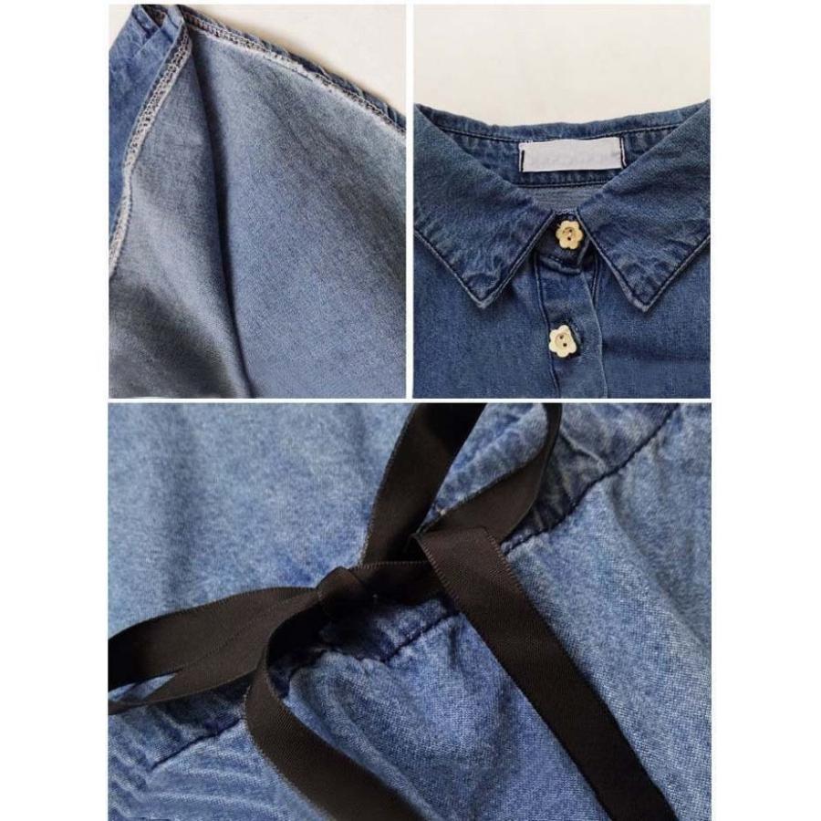 デニムシャツ 長袖 バックリボン 前開き ボタン 子供用 キッズ トップス スタンダードカラー ウィンドカフス カジュアル シンプル 無地 おしゃれ Top 001 おとりよせ Com 通販 Yahoo ショッピング