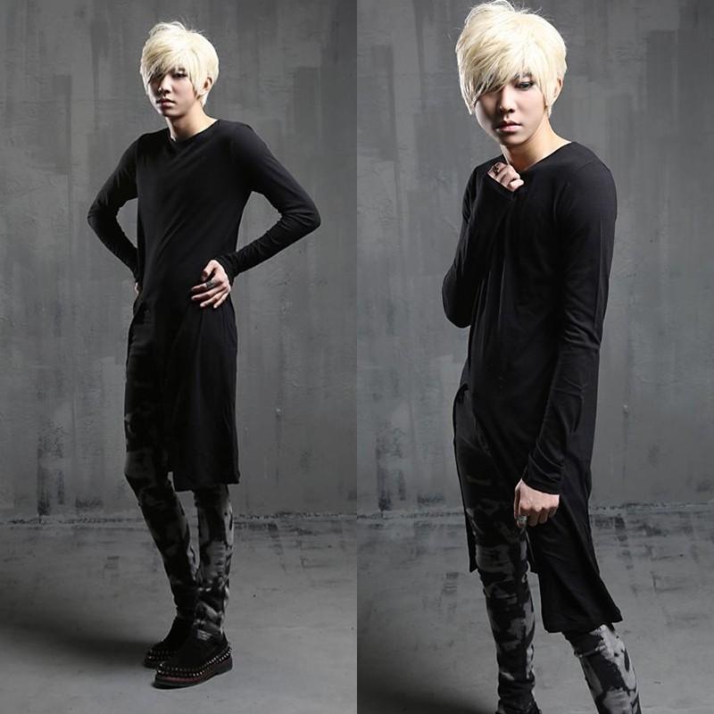 トップス カットソー 長袖 ロング丈 アシンメトリー アシメ 長袖ｔシャツ ラウンドネック 黒 白 メンズファッション メンズ 男性 シンプル 無地 Top 847 おとりよせ Com 通販 Yahoo ショッピング