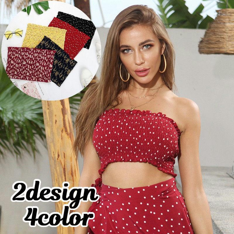 ベアトップ チューブトップ レディース 婦人服 肩見せ シャーリング ゴム ドット柄 フラワープリント 花柄 おしゃれ かわいい 肌見せ セクシー ビ Top おとりよせ Com 通販 Yahoo ショッピング