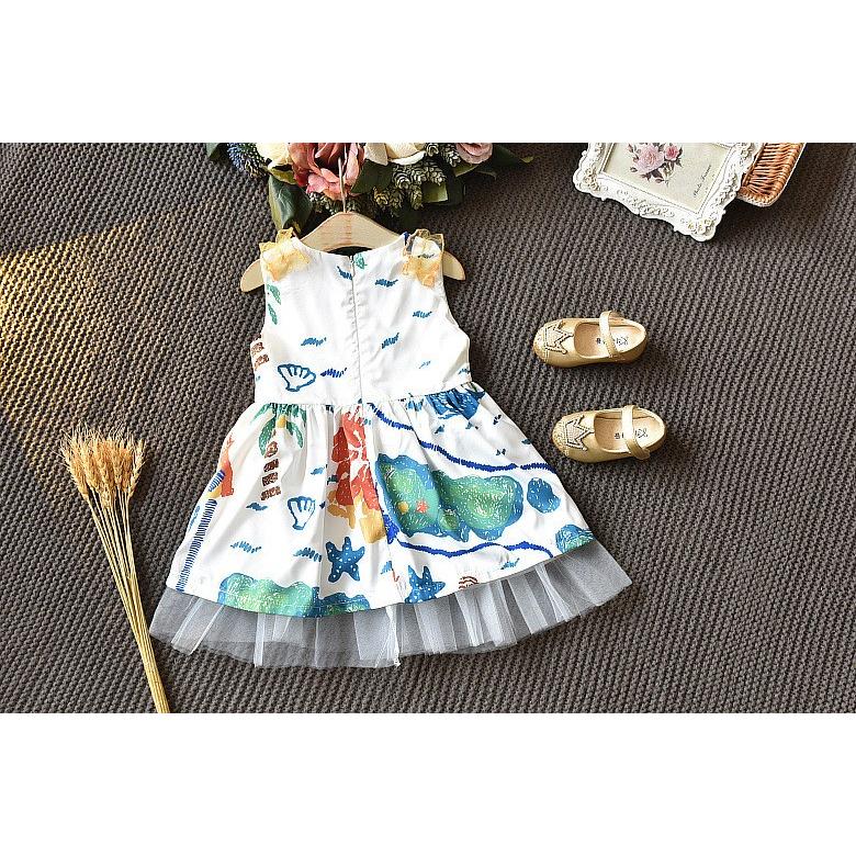 ワンピース ノースリーブ キッズ ベビー 子供 女の子 フレア フリル レース Aライン イラスト プリント ハワイ ヤシの木 虹 英字 夏 海 かわ Top 771 おとりよせ Com 通販 Yahoo ショッピング
