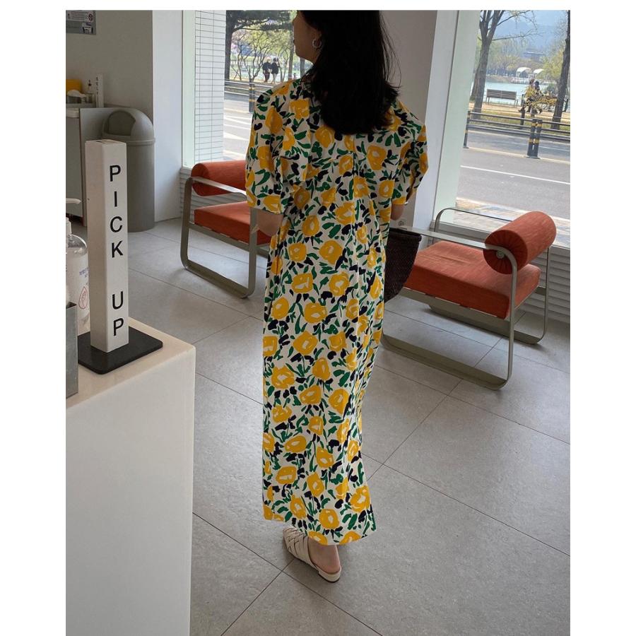 ワンピース 半袖 レディース 女性 婦人 ロング ミモレ丈 ラウンドネック パフスリーブ スリット イラスト プリント 花 フラワー おしゃれ 夏 リ Top 3 おとりよせ Com 通販 Yahoo ショッピング