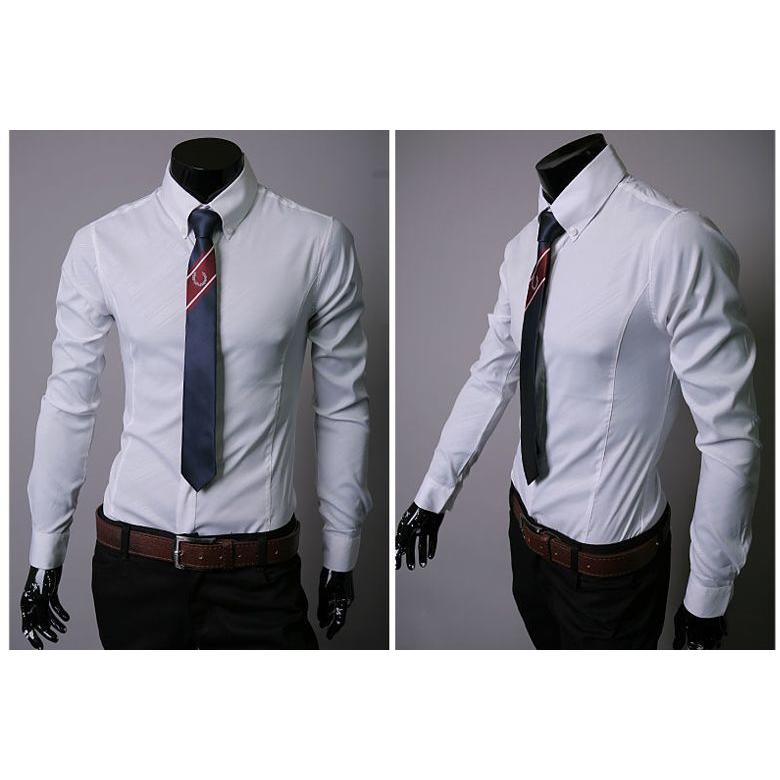 ワイシャツ Yシャツ メンズ トップス 男性用 紳士服 長袖 ワイドカラー ななめストライプ 細身 おしゃれ かっこいい クール ブラック ホワイト Top おとりよせ Com 通販 Yahoo ショッピング