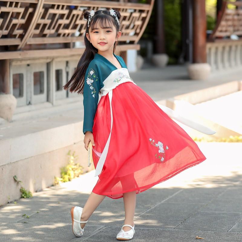 ワンピース 子供服 女の子 ガールズ キッズ 春服 花柄 刺繍 長袖 中国風 民族衣装風 漢服 チャイナ風 ハイウエスト シフォン かわいい コスプレ Top おとりよせ Com 通販 Yahoo ショッピング