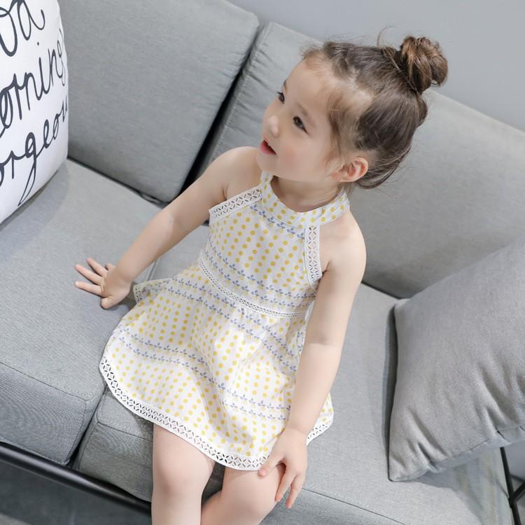 ワンピース 子供服 キッズ 白 黄色 水玉 ノースリーブ 夏 綿 可愛い ガーリー フレアスカート Top おとりよせ Com 通販 Yahoo ショッピング