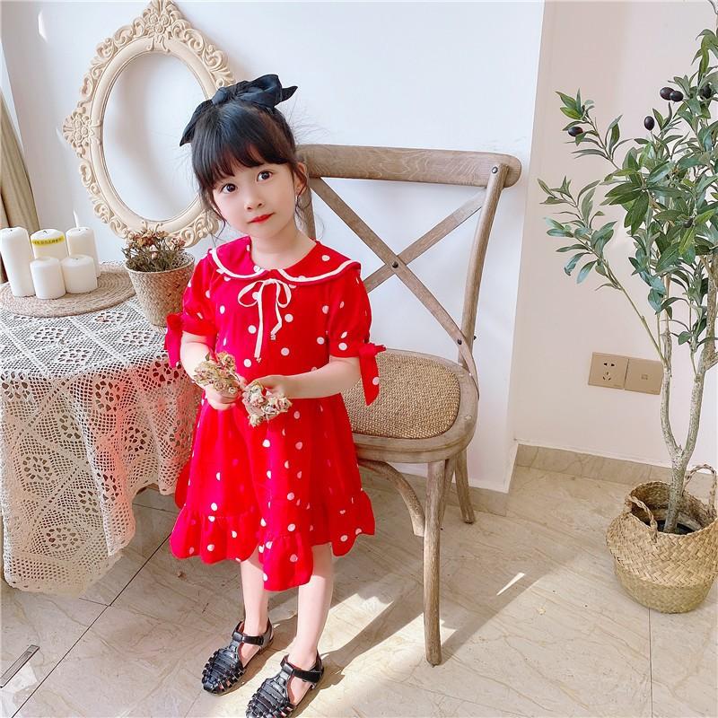 ワンピース キッズ 子供服 女の子 半袖 リボン セーラーカラー ドット柄 レッド 赤 かわいい おしゃれ 1 130 140 Top 969 おとりよせ Com 通販 Yahoo ショッピング