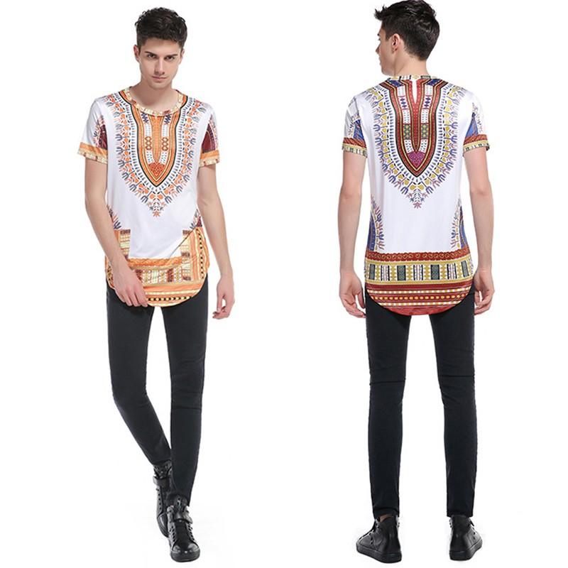 Tシャツ トップス カットソー 半袖 ロング丈 ラウンドネック メンズファッション メンズ 男性 カジュアル プリント 民族風 エスニック柄 カラフル Top おとりよせ Com 通販 Yahoo ショッピング