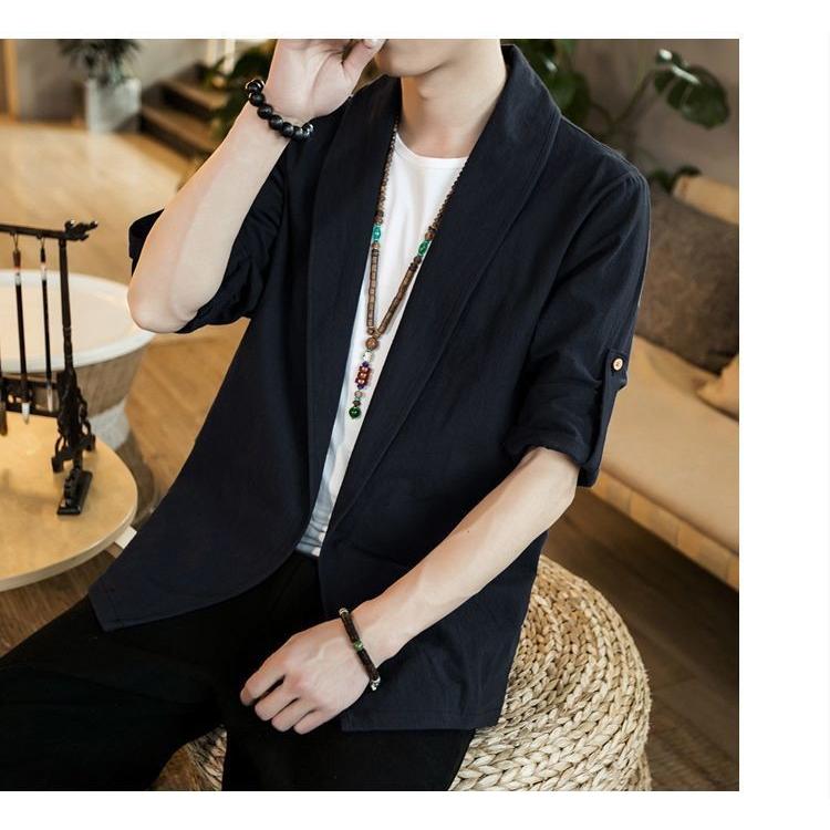 トッパージャケット ショールカラー 長袖 羽織り ボタン無し ノーボタン メンズ ライトアウター 上着 袖まくり ロールアップ シンプル 無地 単色 Top おとりよせ Com 通販 Yahoo ショッピング