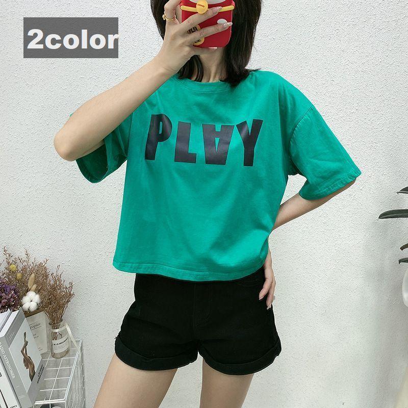 Tシャツ レディース 女性用 トップス 半袖 クルーネック 英字ロゴ ラウンドネック カジュアル おしゃれ かっこいい スタンダード ベーシック 定番 Top おとりよせ Com 通販 Yahoo ショッピング