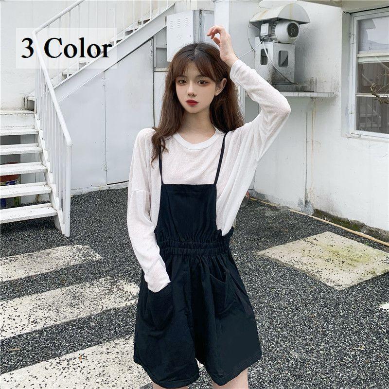 サロペット オーバーオール ショートパンツ レディース 女性 女子 女の子 ポケット付き 肩紐調節可 ウエスト調節可 夏 着回し 合わせやすい グレー Top おとりよせ Com 通販 Yahoo ショッピング