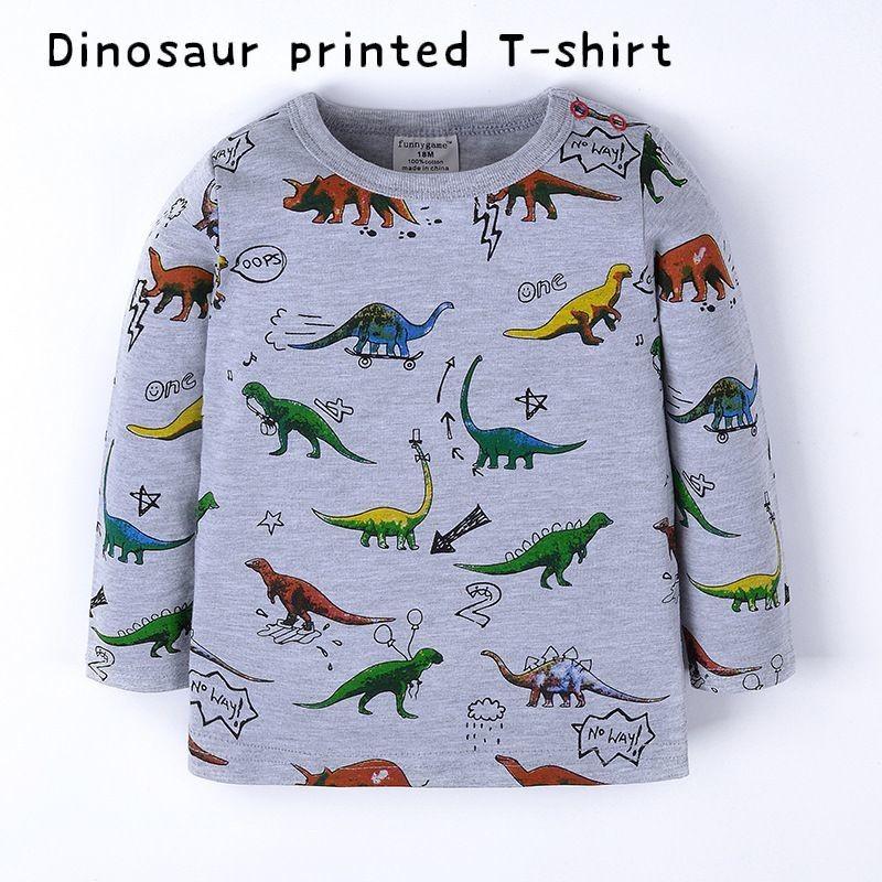 長袖tシャツ キッズ 子供服 プルオーバー 恐竜 ダイナソー プリント カジュアル 男の子 女の子 丸襟 ラウンドネック 春 秋 冬 Top おとりよせ Com 通販 Yahoo ショッピング