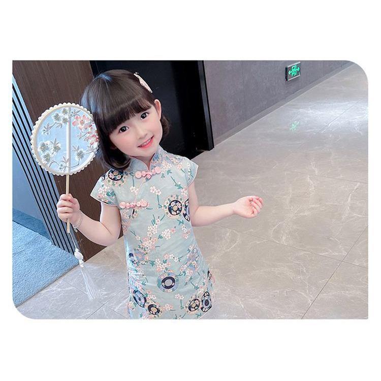 ワンピース キッズ 子供服 ベビー チャイナ風 半袖 マオカラー サイドスリット フラワー 花 かわいい 上品 おしゃれ 女の子｜mignonlindo｜10