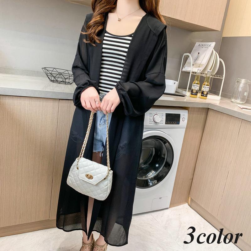 ロングカーディガン ガウンカーディガン 長袖 ロング丈 マキシ丈 羽織り 薄手 アウター レディース シースルー 前開き ボタン ワンピース フード Top 934 おとりよせ Com 通販 Yahoo ショッピング