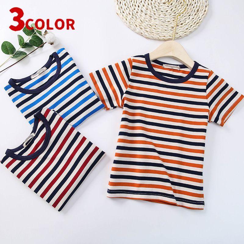 Tシャツ カットソー 半袖 トップス キッズファッション 子供服 男の子 ボーダー カラフル カッコイイ オシャレ 爽やか 春 夏 男児 17 正規激安