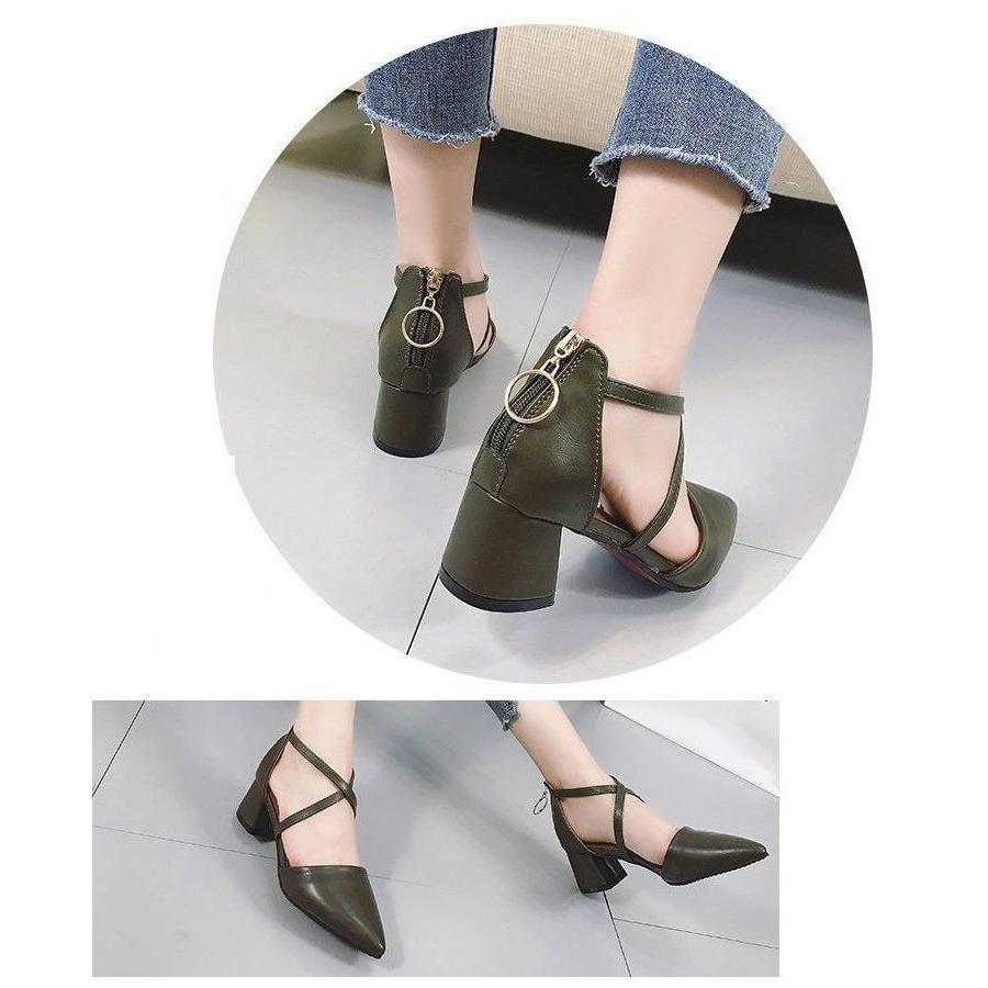 クロスストラップ パンプス レディース 靴 ポインテッドトゥ サイドオープン チャンキーヒール 太ヒール ミドルヒール 4cm カジュアル Ven おとりよせ Com 通販 Yahoo ショッピング