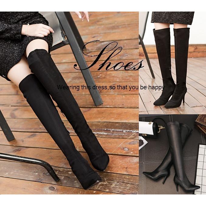 ニーハイブーツ ロングブーツ レディース 秋冬 靴 シンプル 無地 黒 ロング丈 スムース スエード 脚長美脚 ハイヒール きれいめ 定番 ベーシック Ven おとりよせ Com 通販 Yahoo ショッピング