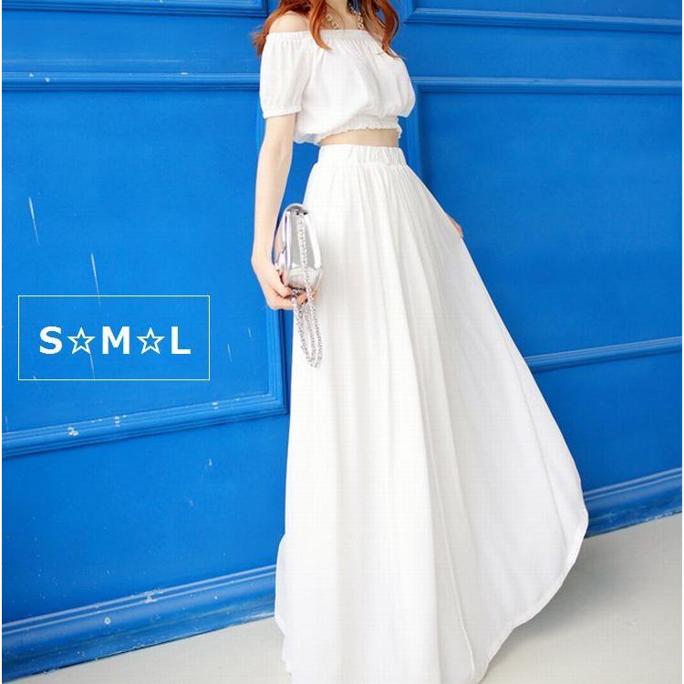 セットアップ オフショルダートップス マキシスカート 上下セット レディース オフショル プルオーバー ブラウス フレアスカート マキシ ロング 無地 Ven おとりよせ Com 通販 Yahoo ショッピング