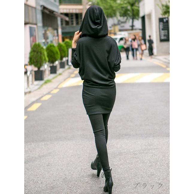 フード付きワンピース パーカーワンピース ミニワンピース タイトワンピース レディース 秋冬 長袖 ミニ丈 無地 黒 シンプル ジップアップ 大人 カ Ven おとりよせ Com 通販 Yahoo ショッピング