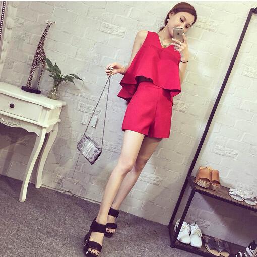 セットアップレディース 夏 上下セット トップス ボトムス 薄手 セレレカジ 大人可愛い ノースリーブ ハーフパンツ ショートパンツ ノースリーブ A