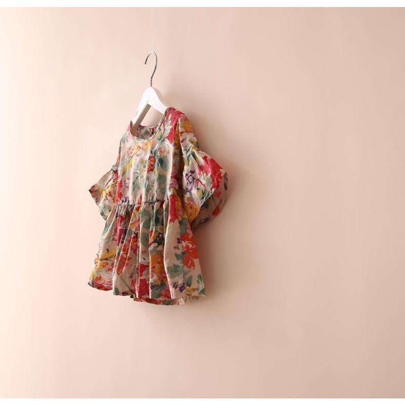 Tシャツ ラウンドネック トランペットスリーブ 半袖 花柄 子供用 トップス カットソー 背中ボタン フレアデザイン フラワー おしゃれ 可愛い かわ Ywt おとりよせ Com 通販 Yahoo ショッピング