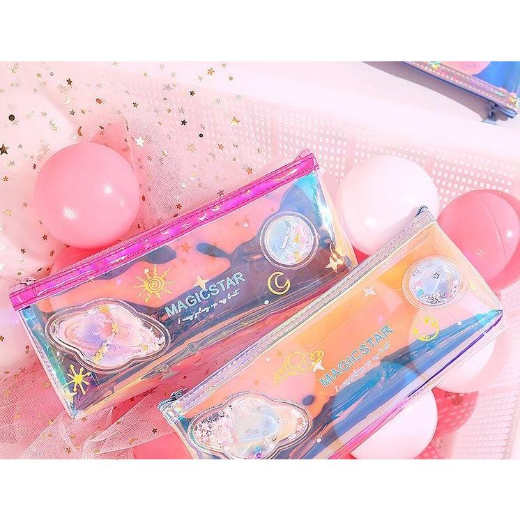 ペンケース ペンポーチ 筆箱 文房具 星空 宇宙 月 土星 ラメ入り ステーショナリー 文具 ペン入れ 可愛い 女の子 学生 学校 Zak おとりよせ Com 通販 Yahoo ショッピング