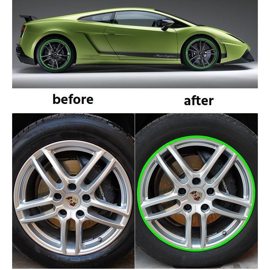 ホイールリムラインテープ リーム ステッカー シール 車 バイク カー用品 タイヤ 16本セット レッド あすつく