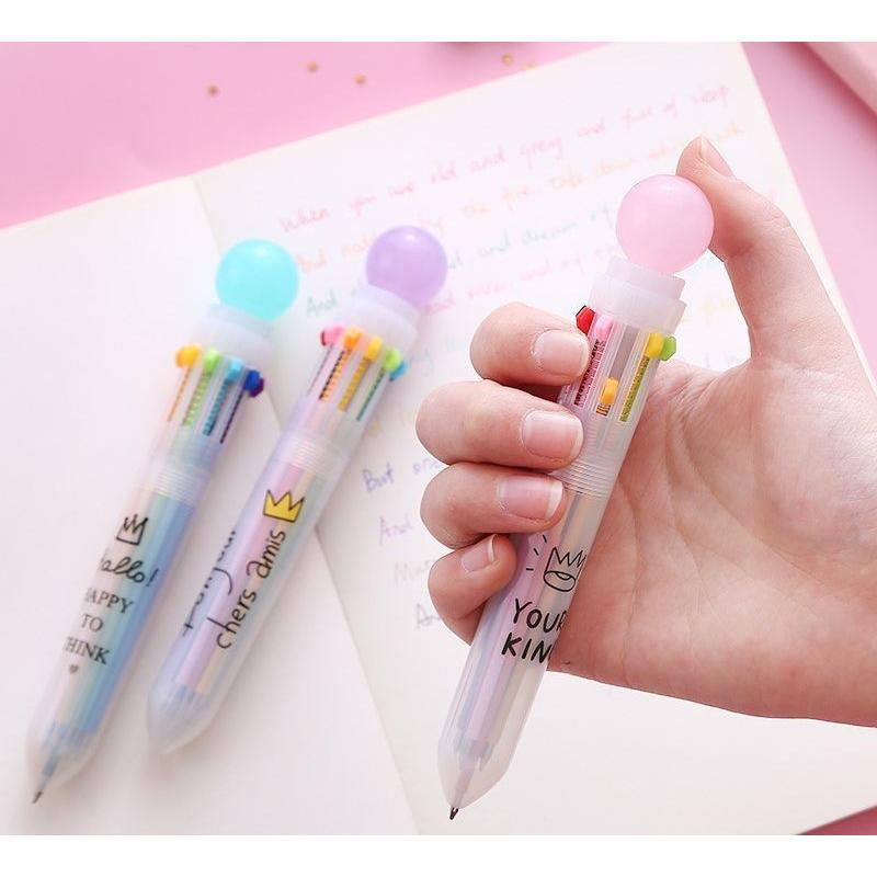 10色ボールペン 文具 文房具 ステーショナリー 雑貨 カラフル 太い 学習 勉強 オフィス用品 0 5mm 可愛い Zak おとりよせ Com 通販 Yahoo ショッピング