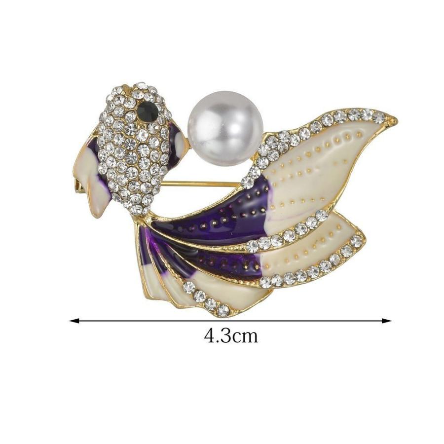 ブローチ アクセサリー ファッション小物 レディース 女性 ピン カラフル 金魚 きれい おしゃれ きらきら ラインストーン フェイクパール Zak おとりよせ Com 通販 Yahoo ショッピング