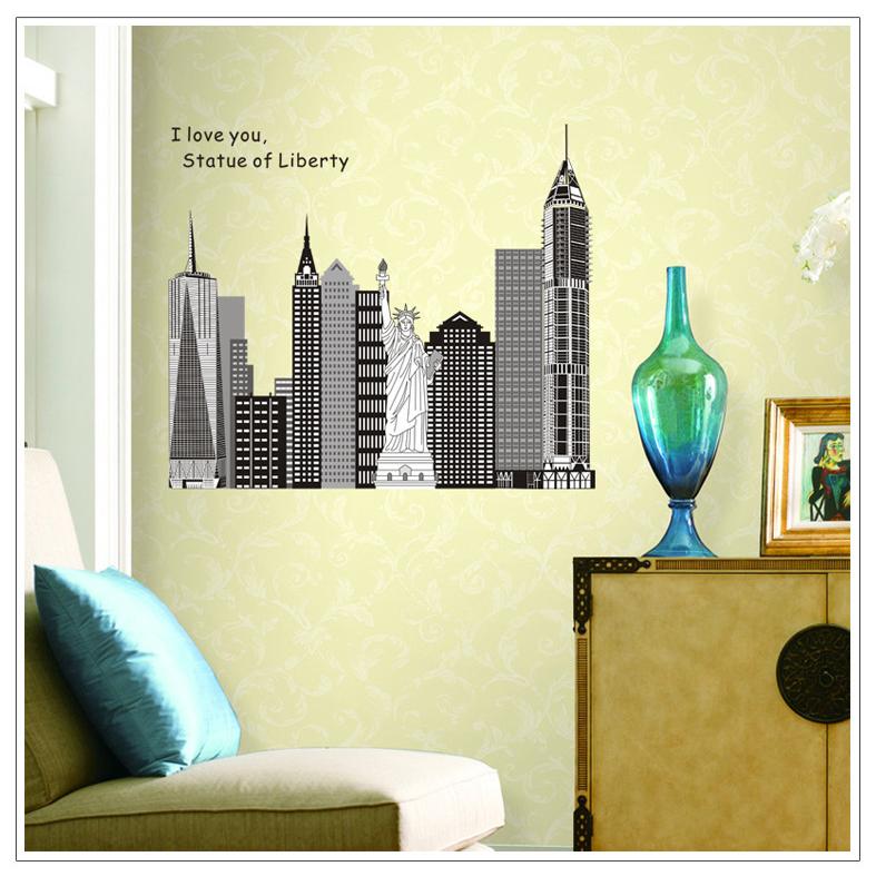 ウォールステッカー 壁ステッカー 壁紙シール 窓シール シール式 ニューヨーク 街並 自由の女神像 インテリア雑貨 Diy 模様替え プチリフォーム Zak 059 おとりよせ Com 通販 Yahoo ショッピング
