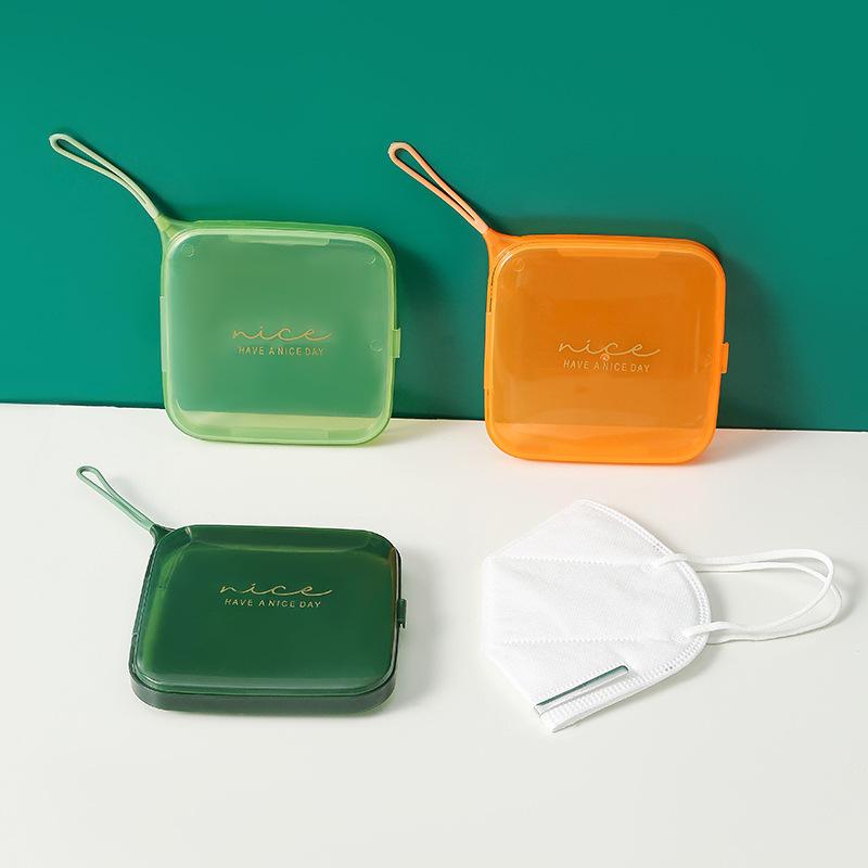 マスクケース マスクボックス マスク入れ 収納ケース ハードケース 携帯用 スクエア 四角 コンパクト 薄型 軽量 ストラップ付 zak