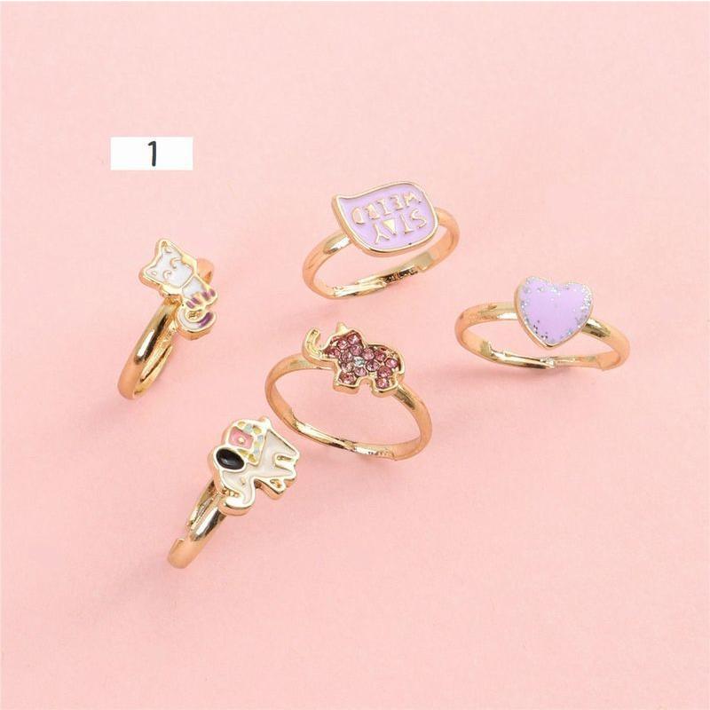 指輪 キッズ 女の子 子供用 アクセサリー ファッション小物 5点セット リング アニマル フラワー バタフライ ユニコーン キラキラ かわいい Zak 162 おとりよせ Com 通販 Yahoo ショッピング