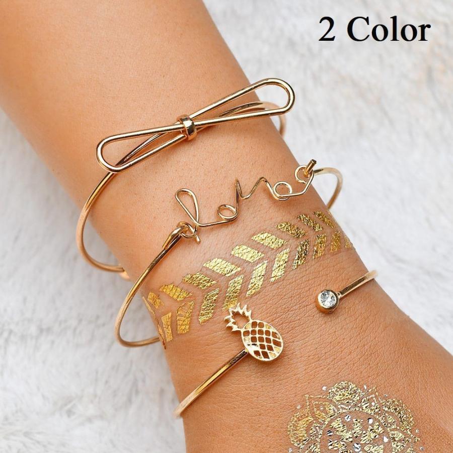 バングル ブレスレット レディース 女性 女の子 アクセサリー ファッション小物 3点セット ロゴ アルファベット パイナップル ラインストーン ギフ Zak おとりよせ Com 通販 Yahoo ショッピング