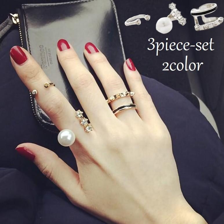 指輪 リング レディース アクセサリー 3個セット ファランジリング 重ね付け風 トゲトゲ 星 スター フェイクパール ラインストーン 可愛い おしゃ Zak おとりよせ Com 通販 Yahoo ショッピング