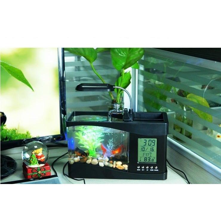 水槽 ミニ水槽 卓上 時計 スタンド カレンダー 水族館 ｕｓｂ ｌｅｄ ライト 金魚鉢 アラーム ペンホルダー 温度計 多機能 省電力 ギフト Zak おとりよせ Com 通販 Yahoo ショッピング