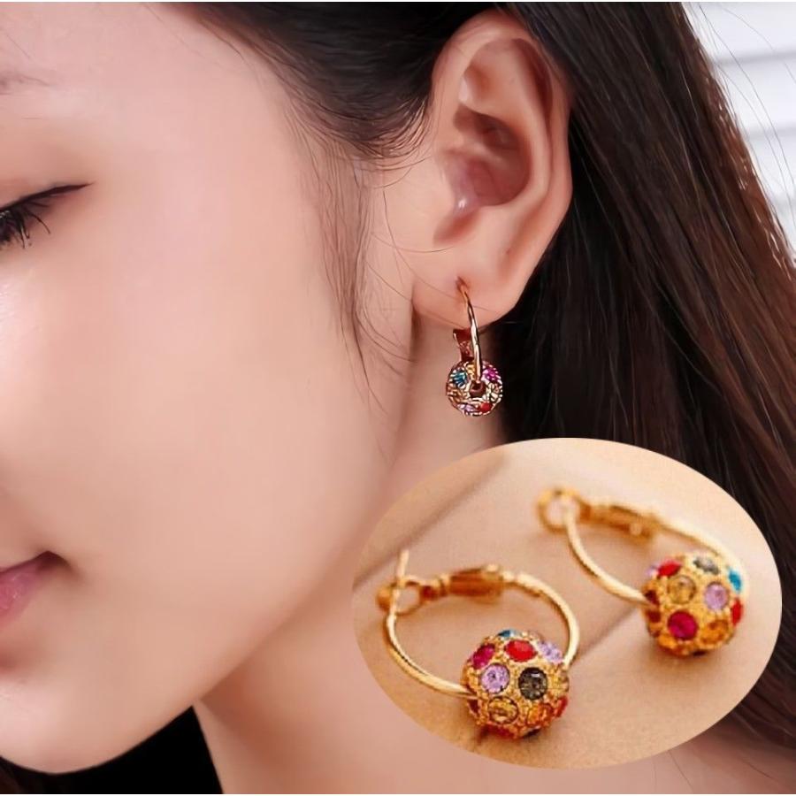 ピアス レディース アクセサリー フープピアス ボール ラインストーン ミラーボール カラフル キラキラ 華やか ギフト プレゼント 女性 ゴージャス Zak おとりよせ Com 通販 Yahoo ショッピング