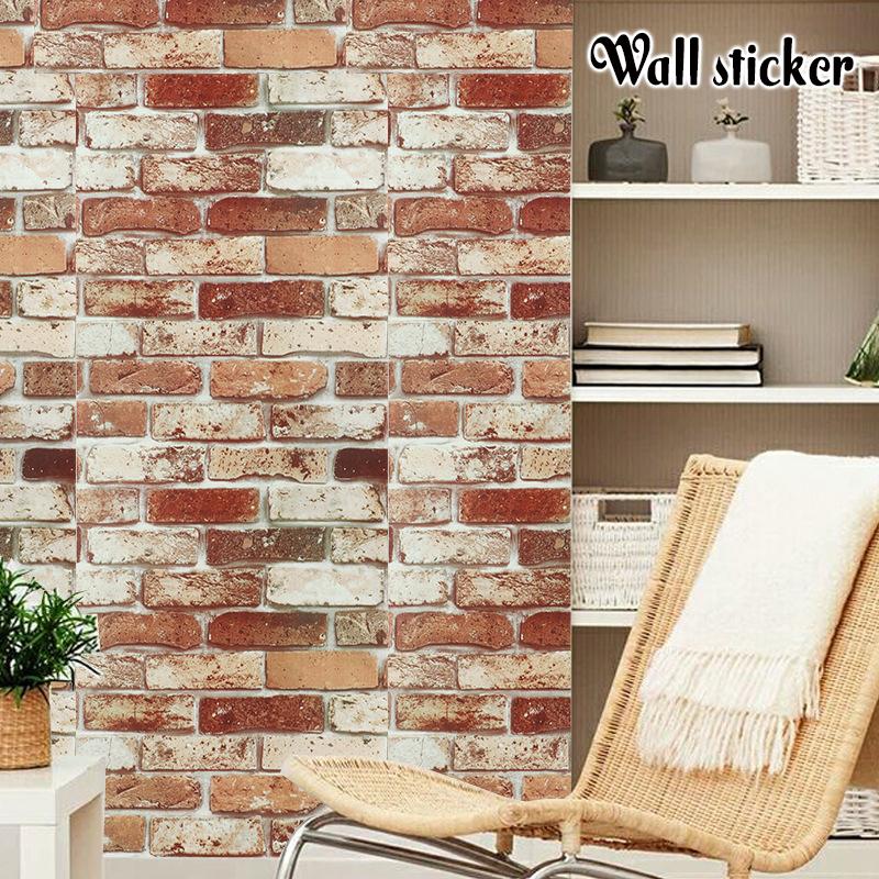 ウォールステッカー シール式 壁紙シール 3d模様 レンガ風 ブリックタイル風 カントリー調 山小屋