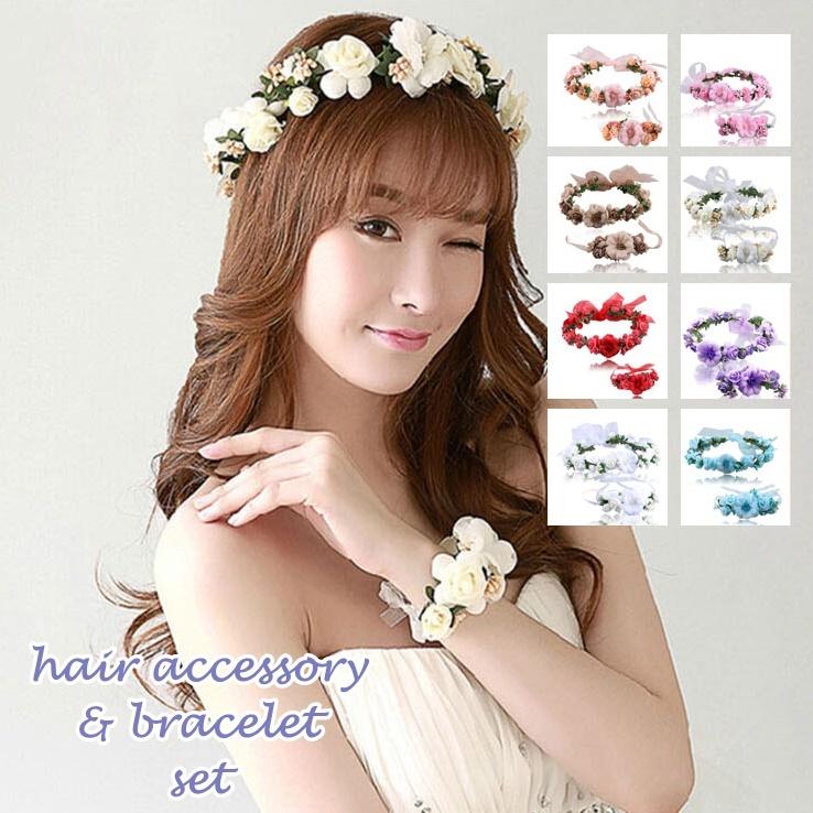 花かんむり ブレスレット 2個セット レディース 髪飾り ヘアアクセサリー フラワー 結婚式 成人式 卒業式 ダンス 発表会 赤 白 青 腕飾り 腕輪 Zak 290 おとりよせ Com 通販 Yahoo ショッピング
