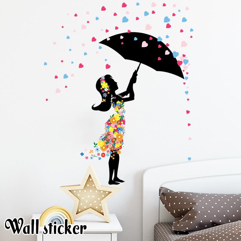 ウォールステッカー シール式 壁紙シール 影絵風 シルエット 花 フラワー 傘 ハート おしゃれ かわいい カラフル 飾り付け ウォールシール 壁面装 Zak おとりよせ Com 通販 Yahoo ショッピング