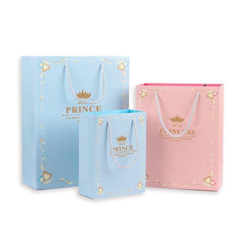 【96%OFF!】 ギフトバック 紙袋 T-ポイント5倍 取っ手 マチあり 自立 3枚セット ピンク かわいい プリンス プレゼント 王冠 クラウン プリンセス ブルー