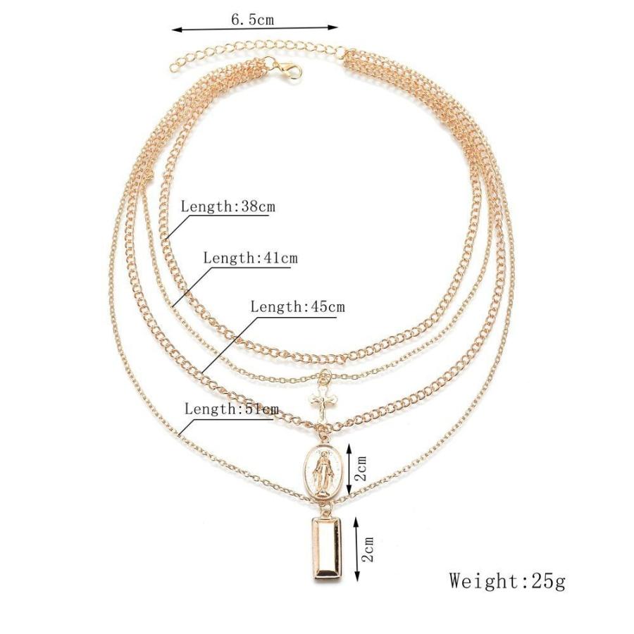 ネックレス ロザリオ風 4連 レディース アクセサリー 重ね付け ゴールドカラー ペンダント クロス 十字架 マリア 聖母 キリスト おしゃれ 上品 Zak おとりよせ Com 通販 Yahoo ショッピング