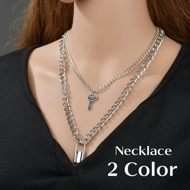 ネックレス 2連 レディース アクセサリー チェーン ゴールドカラー シルバーカラー 南京錠 キー 鍵 可愛い おしゃれ かっこいい ギフト ファッシ Zak おとりよせ Com 通販 Yahoo ショッピング