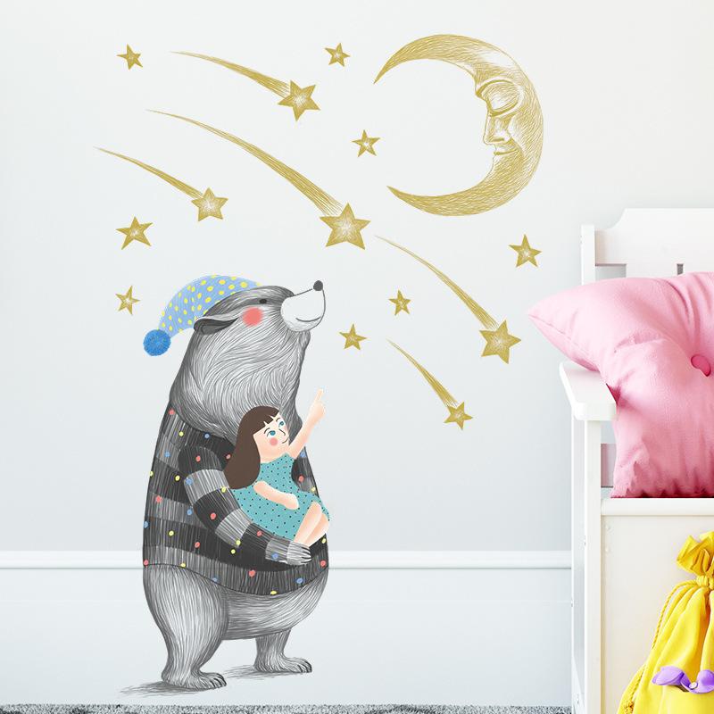 ウォールステッカー 壁シール 壁装飾 クマ 女の子 月 星 イラスト カラフル 可愛い キュート ファンタジー風 メルヘン カジュアル 子供部屋 リビ Zak おとりよせ Com 通販 Yahoo ショッピング