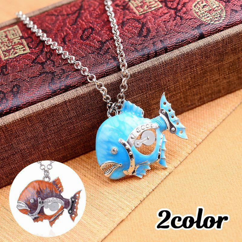 ネックレス ペンダント アクセサリー レディース 女性用 魚 サカナ フィッシュ ピラニア モチーフ 歯車 ギア スチームパンク風 おしゃれ 個性的 Zak おとりよせ Com 通販 Yahoo ショッピング