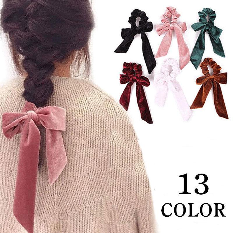 シュシュ ヘア アクセサリー レディース まとめ髪 リボン 長め ゴム ベルベット 秋 冬 お洒落 可愛い フォーマル 発表会 ファッション 小物 ギ Zak おとりよせ Com 通販 Yahoo ショッピング
