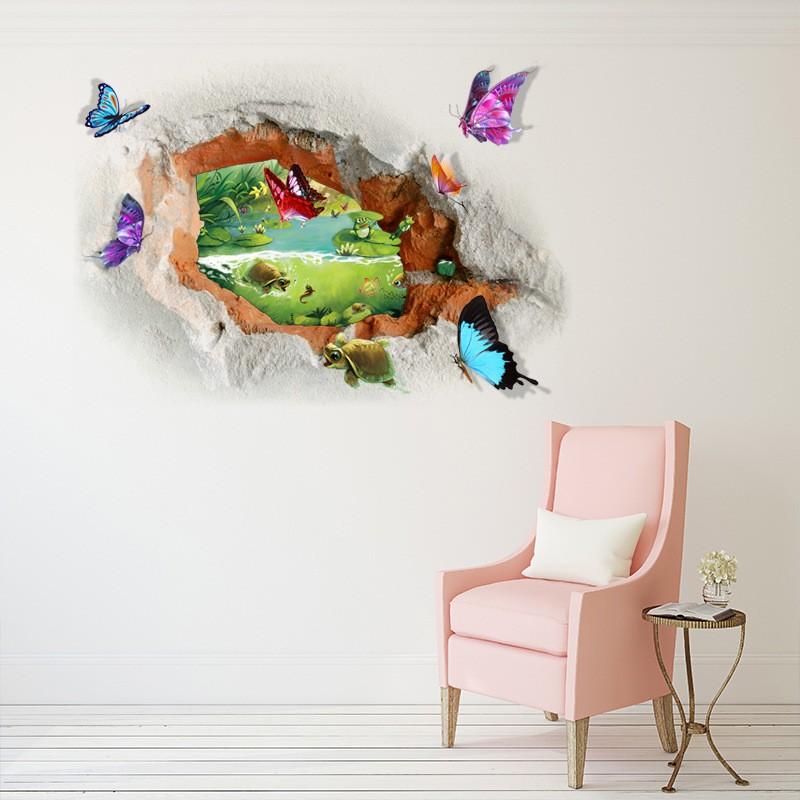 ウォールステッカー インテリア 壁紙シール ウオールシール 雑貨 小物 蝶 亀 カエル 3d 自然 Diy 池 癒し Zak おとりよせ Com 通販 Yahoo ショッピング