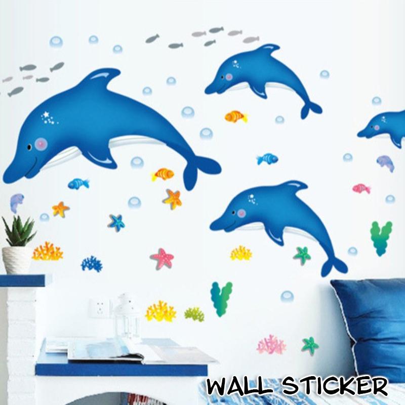 ウォールステッカー シール式 壁紙シール イルカ 海 サカナ 子供部屋 キッズルーム おしゃれ かわいい ウォールシール 壁面装飾 室内装飾 インテリ Zak おとりよせ Com 通販 Yahoo ショッピング