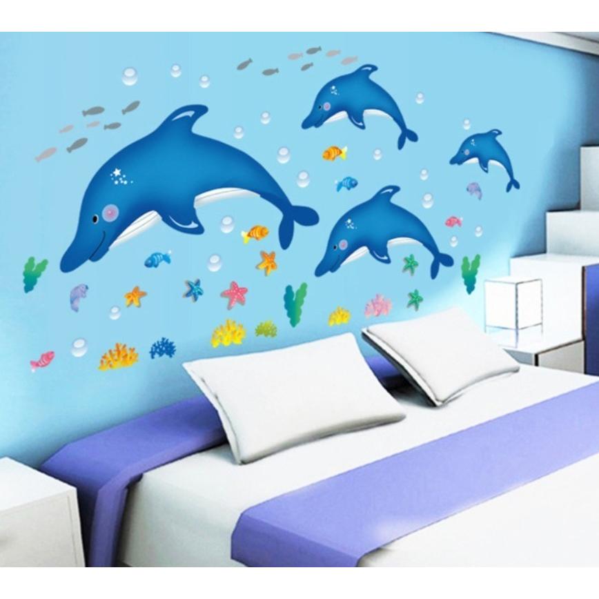 ウォールステッカー シール式 壁紙シール イルカ 海 サカナ 子供部屋 キッズルーム おしゃれ かわいい ウォールシール 壁面装飾 室内装飾 インテリ Zak おとりよせ Com 通販 Yahoo ショッピング
